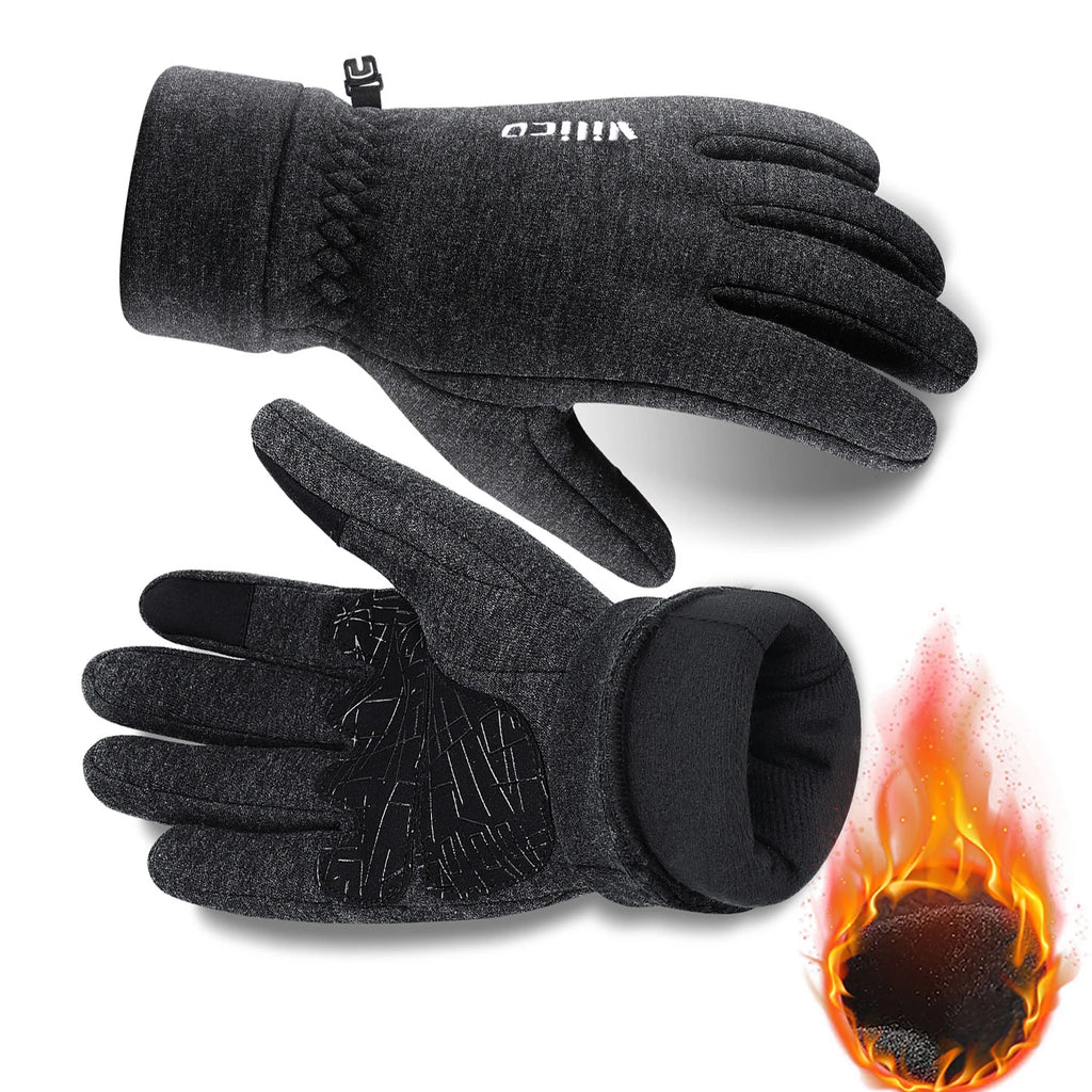 Cycling Gloves Warm Non Slip Touch Screen Climbing And Running Sports Gloves With Fleece Men'S Women'S Motorcycle Riding Gloves