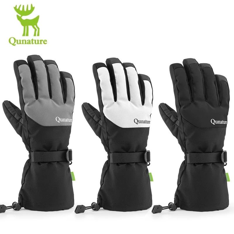 Qunature Winter Warm Gloves Keep Ski Touchscreen Anti-slip Windproof Thermal Fleece Snowboarding Gloves Mitten