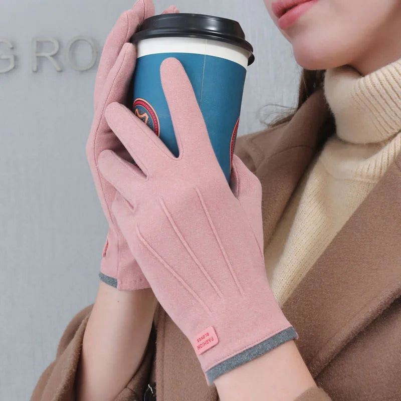 Autumn Winter Women Men Gloves Fleece Fashion Warm Elastic Touch-Screen Windproof Cycling Business Elegant Velvet Gloves