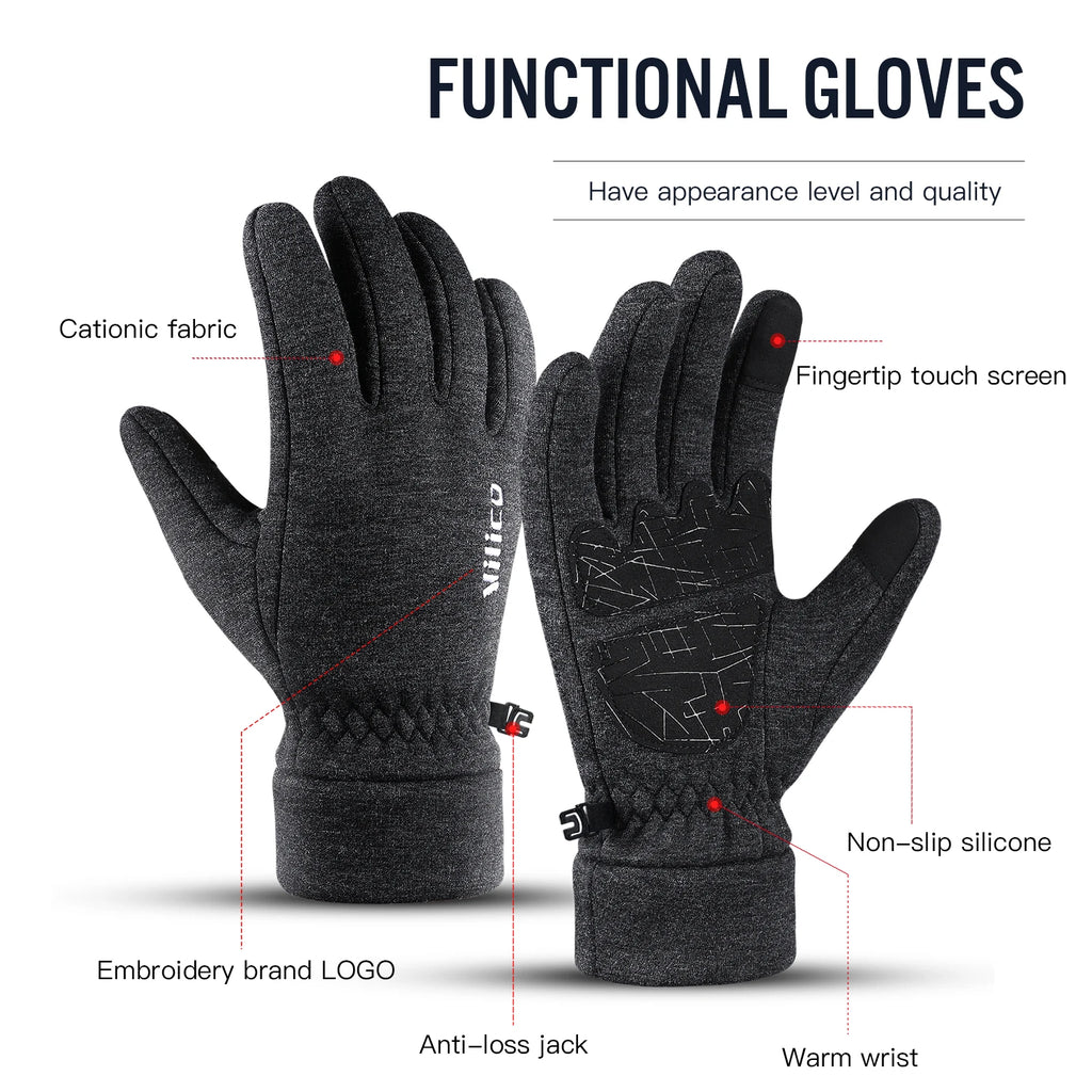 Cycling Gloves Warm Non Slip Touch Screen Climbing And Running Sports Gloves With Fleece Men'S Women'S Motorcycle Riding Gloves