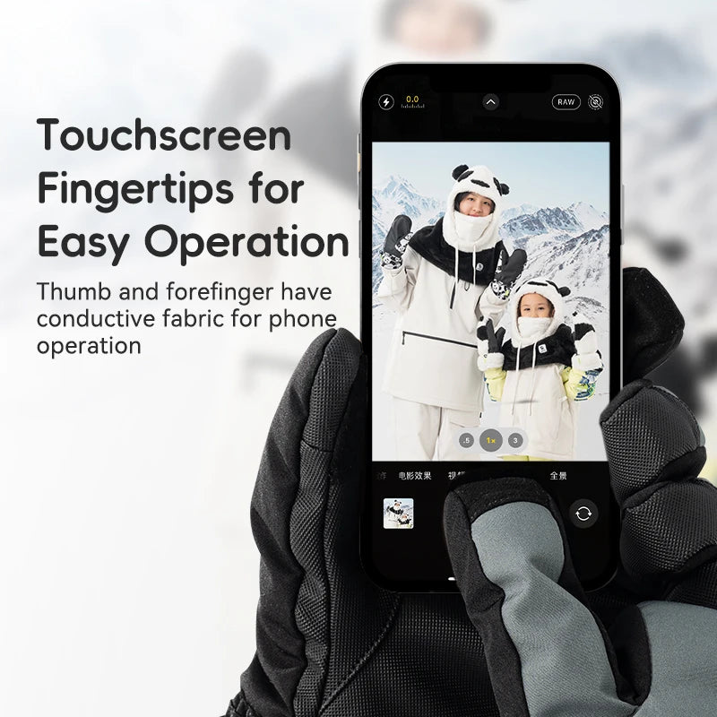 Qunature Winter Warm Gloves Keep Ski Touchscreen Anti-slip Windproof Thermal Fleece Snowboarding Gloves Mitten