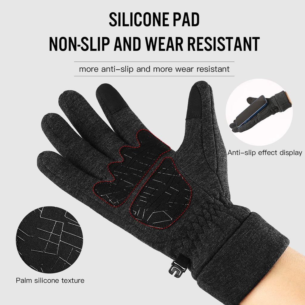 Cycling Gloves Warm Non Slip Touch Screen Climbing And Running Sports Gloves With Fleece Men'S Women'S Motorcycle Riding Gloves
