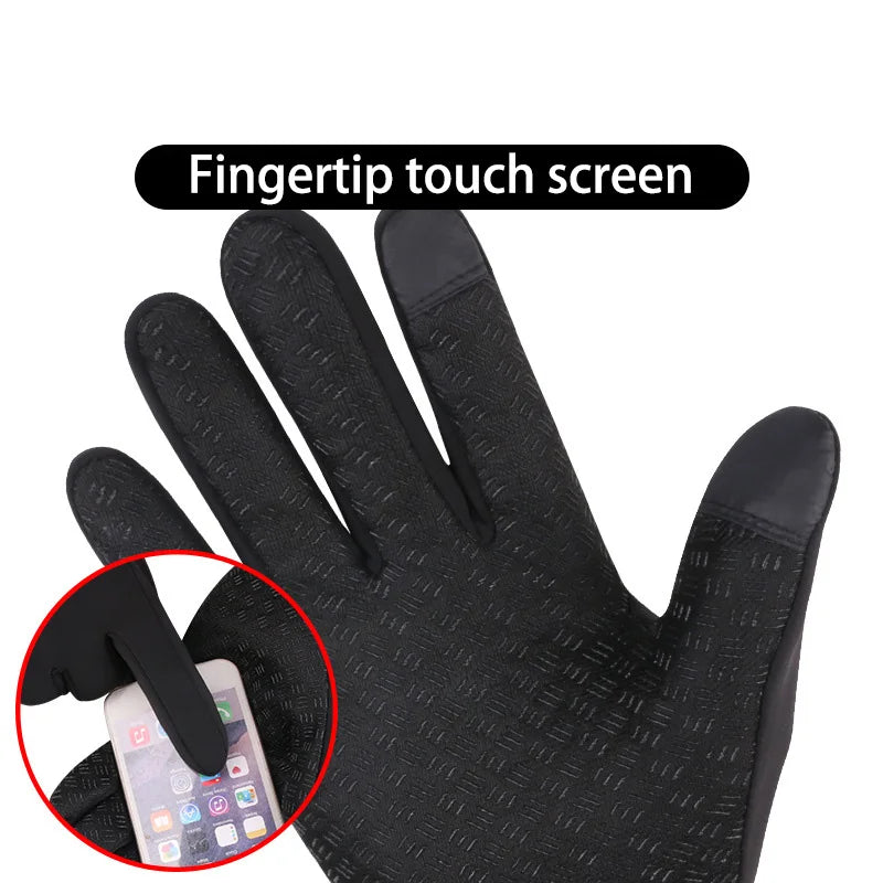 Winter Cycling Gloves for Men Women Motorcycle Fleece Touch Screen Water-repellent Skiing Cycling Windproof Warm Non-Slip Gloves