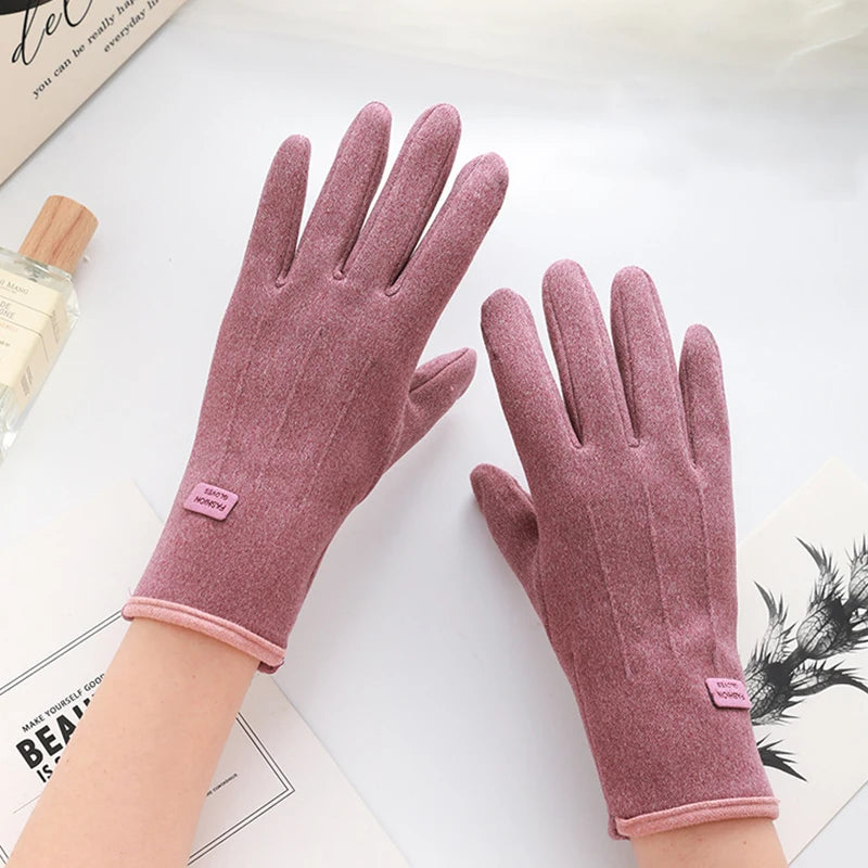 Autumn Winter Women Men Gloves Fleece Fashion Warm Elastic Touch-Screen Windproof Cycling Business Elegant Velvet Gloves