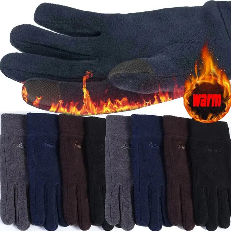 Thicken Fleece Gloves for Men Women Winter Warm Thermal Full Finger Glove Outddor Windproof Running Skiing Cycling Mittens