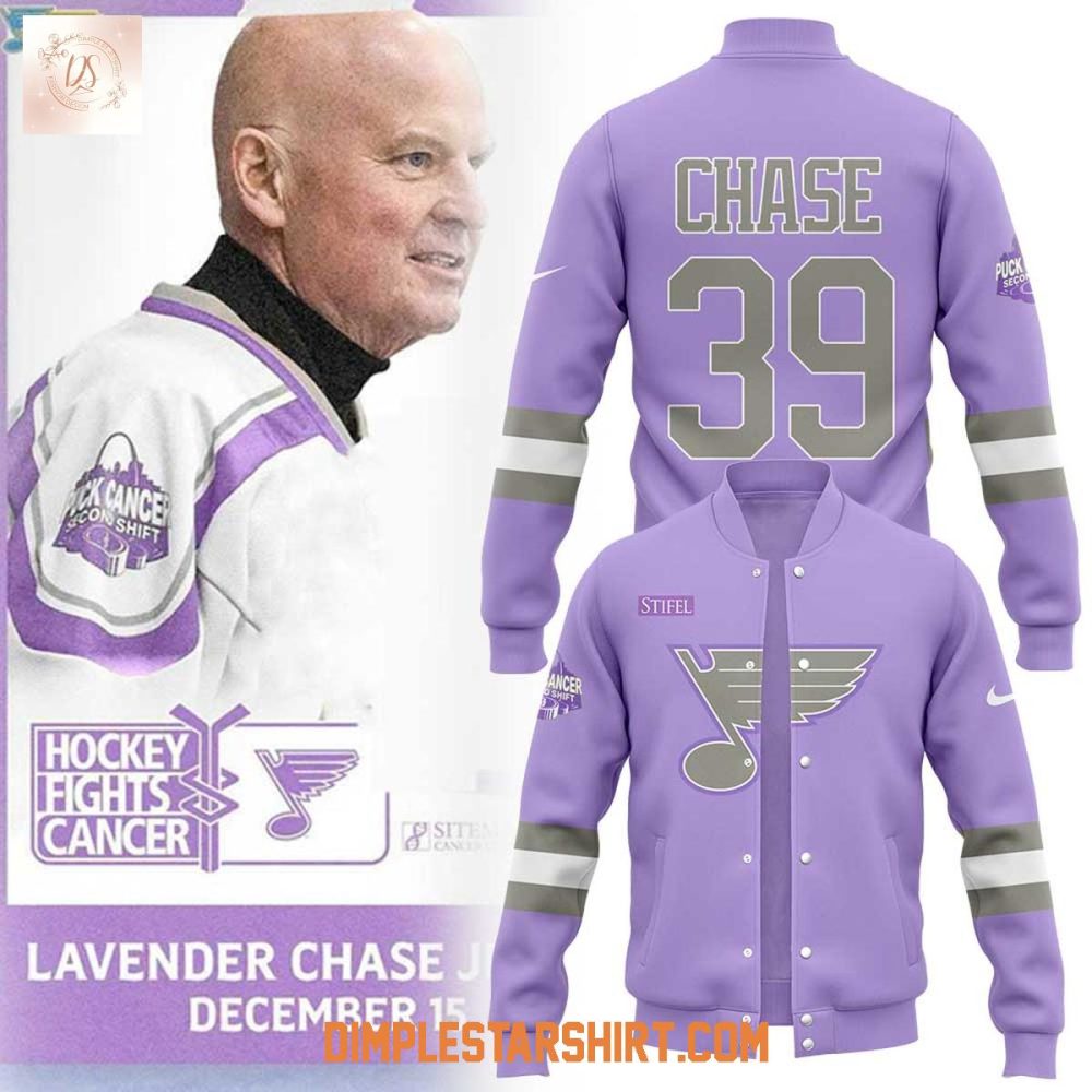 St.Louis Blues Fights Cancer Lavender Hockey Baseball Jacket