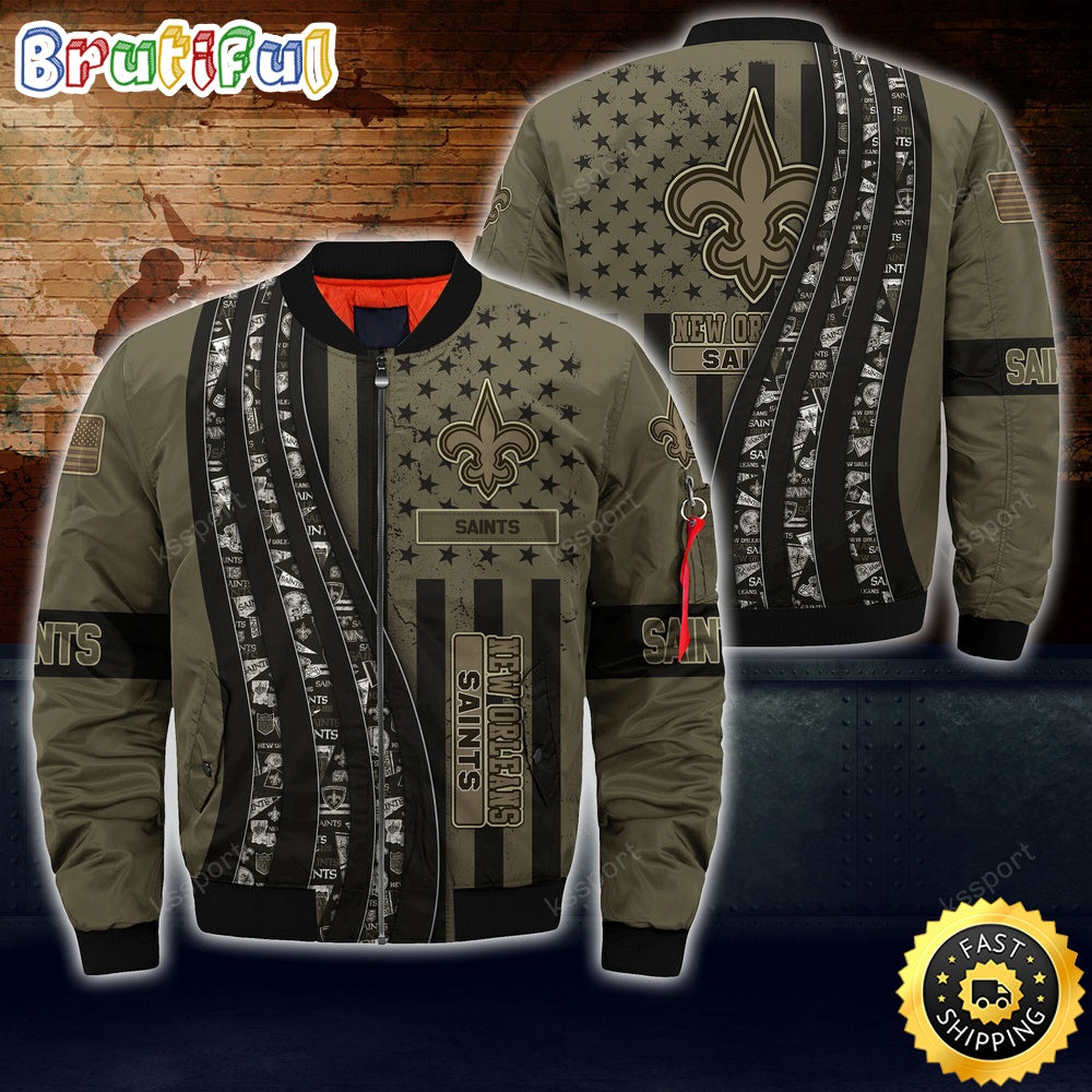 NFL New Orleans Saints Bomber Jacket Camo For Fans